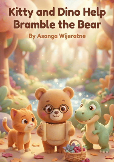 Kitty and Dino Help Bramble the Bear – children’s picture book cover