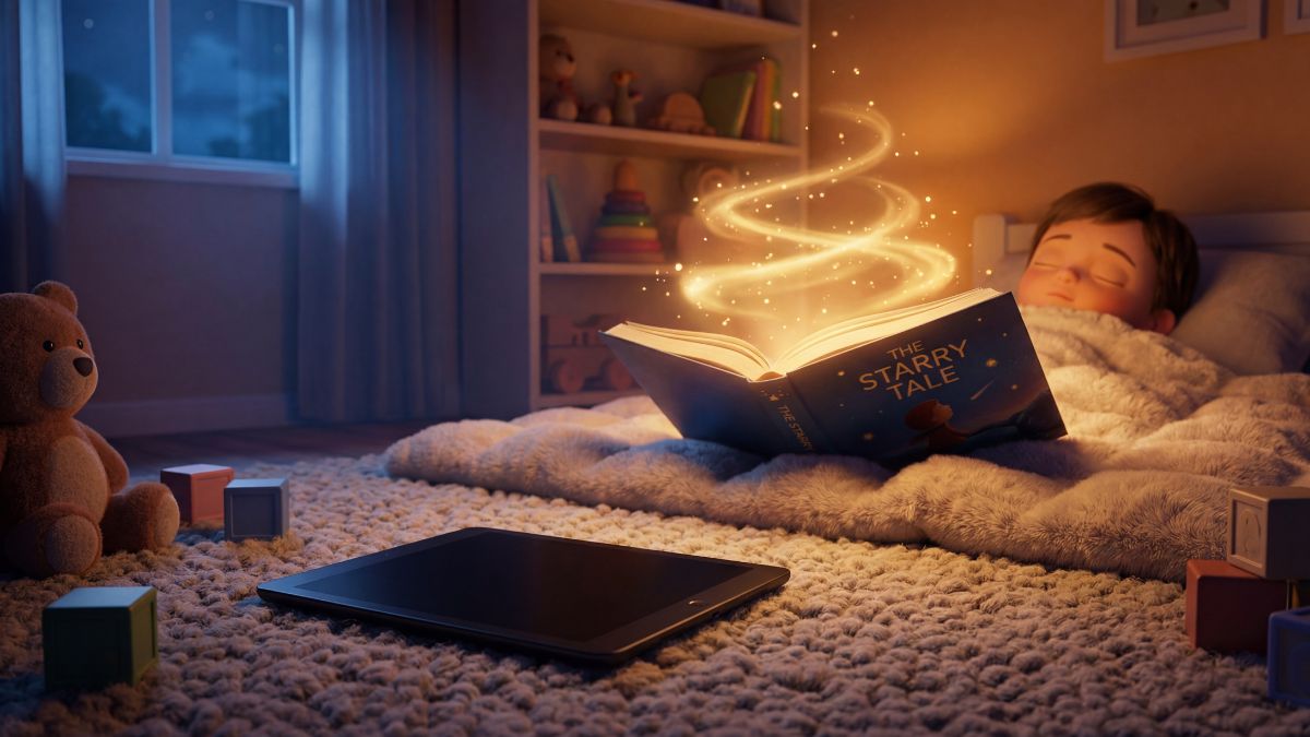 Replacing YouTube with bedtime stories: book vs tablet at night (screen-time reset)