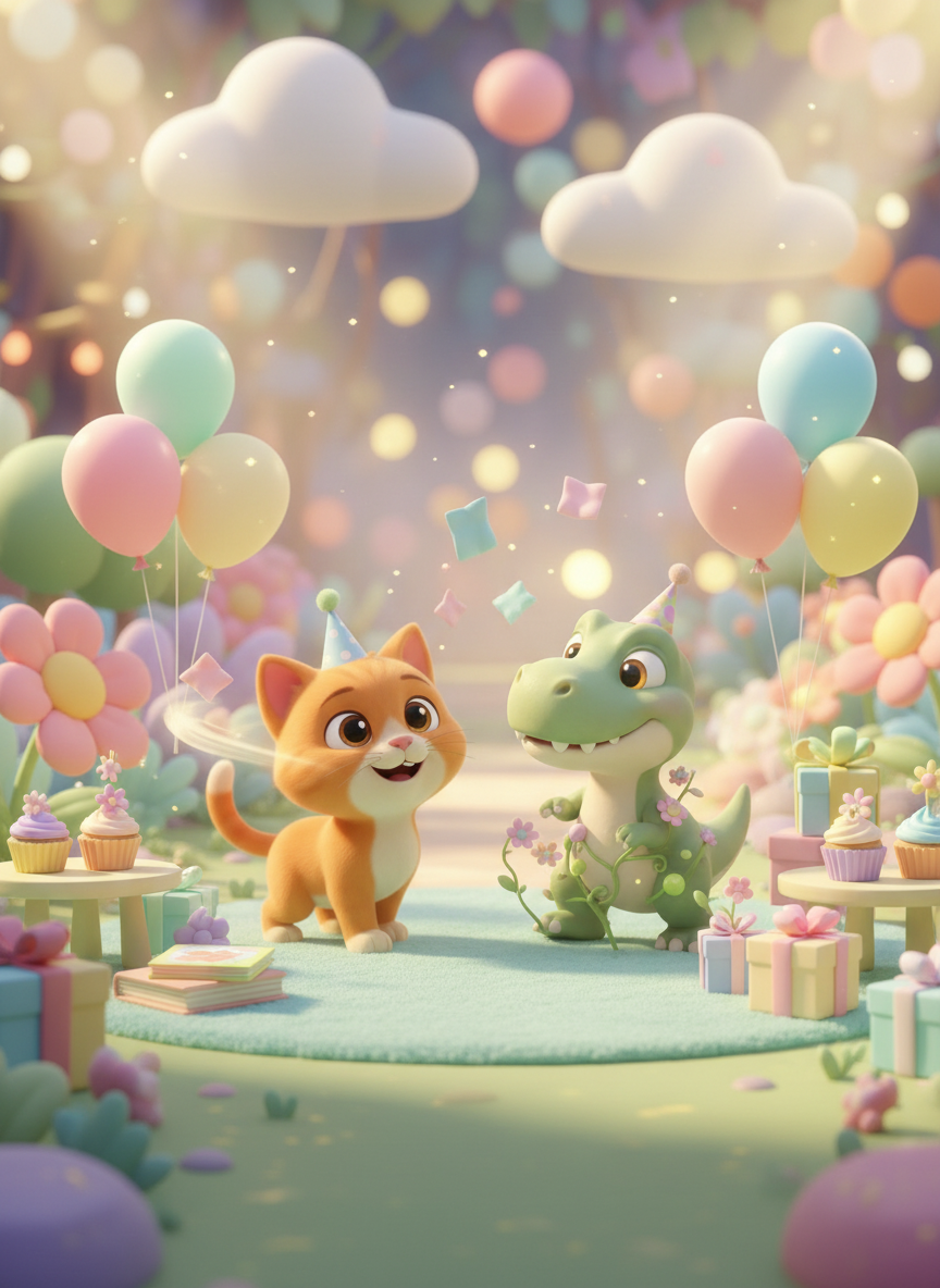 Birthday books for children - Kitty and Dino