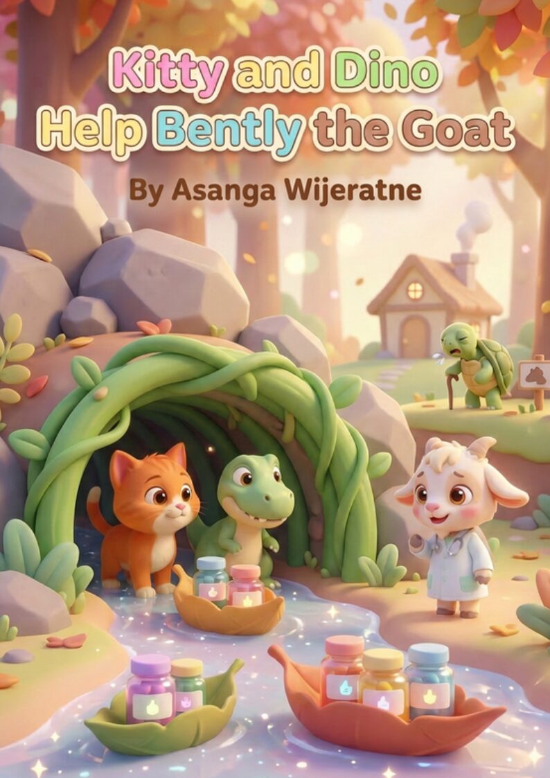 Kitty and Dino Help Bently the Goat – children's picture book cover