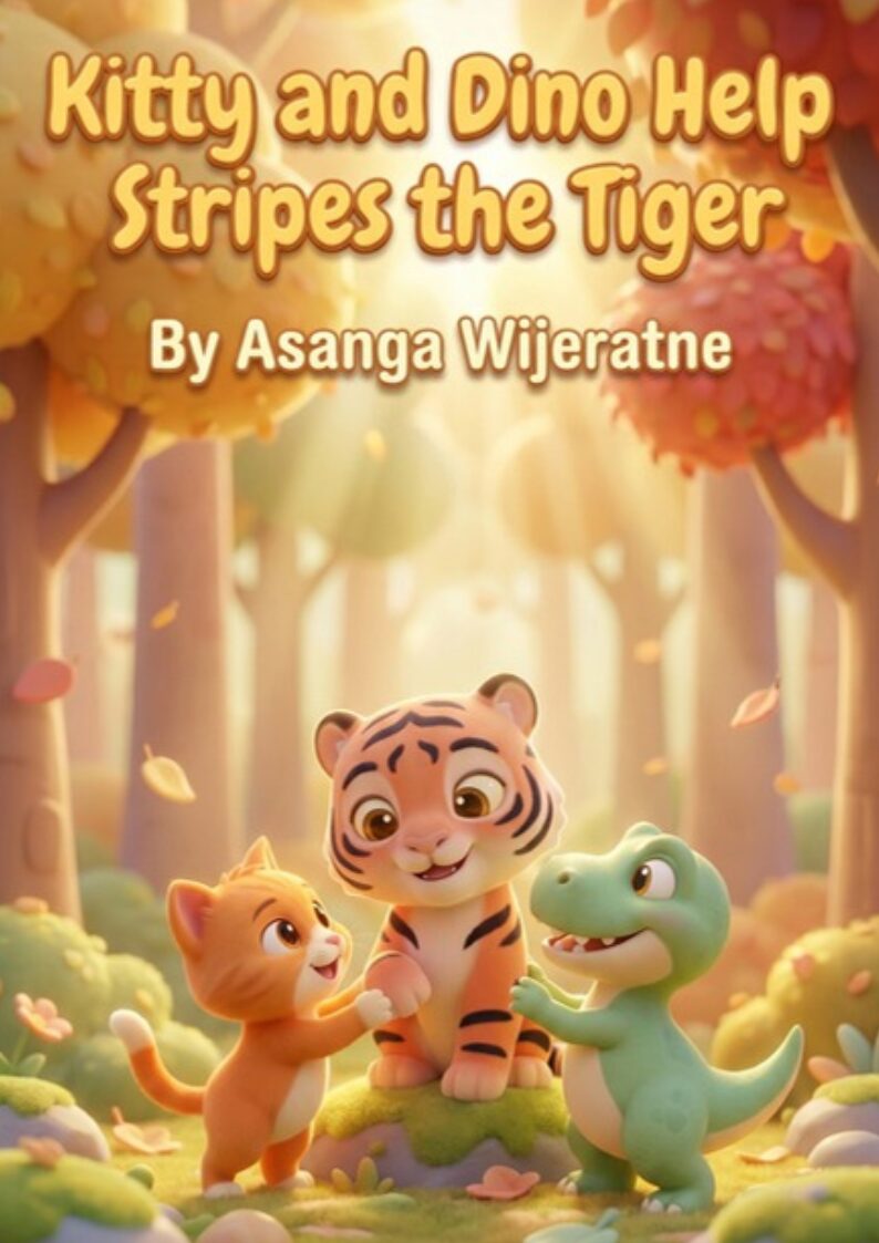 Kitty and Dino Help Stripes the Tiger – children's picture book cover