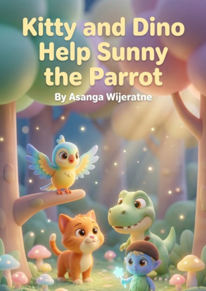 Kitty and Dino Help Sunny the Parrot – children's picture book cover