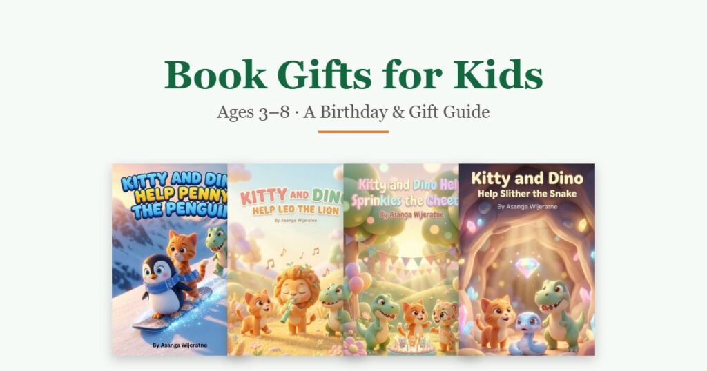 Book Gifts for Kids Ages 3-8, Kitty and Dino gift guide